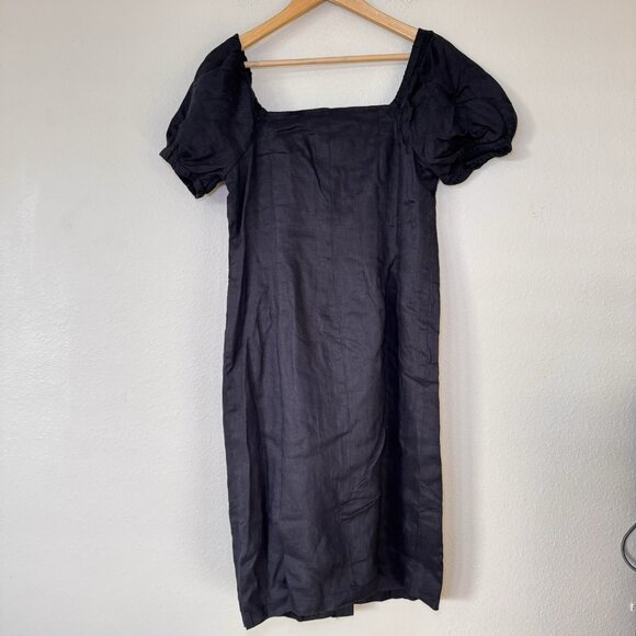 INC Cottage Puff Sleeve Black Button Front Dress Women's Size 8 Dream Dressing - Picture 8 of 8